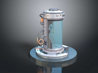 Modern Decorative Ornament Set With Tech Inspired Design Transparent Glass Metallic Parts And Circular Base 3d model