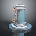 Modern Decorative Ornament Set With Tech Inspired Design Transparent Glass Metallic Parts And Circular Base