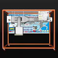 Orange Frame Display Shelf With Wheels And Product Poster For Exhibition