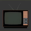 Vintage Red Television Set With Wooden Panel Antenna And Retro Knob Controls