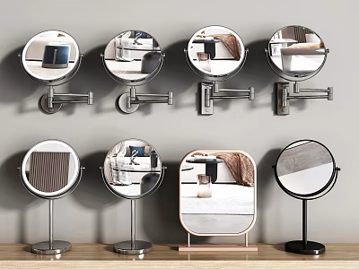 Various Styles Makeup Mirrors Wall Mounted Tabletop Metal Frames Round Square 3d model