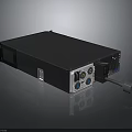 Sleek Black Electronic Device With Multiple Ports And Control Interfaces