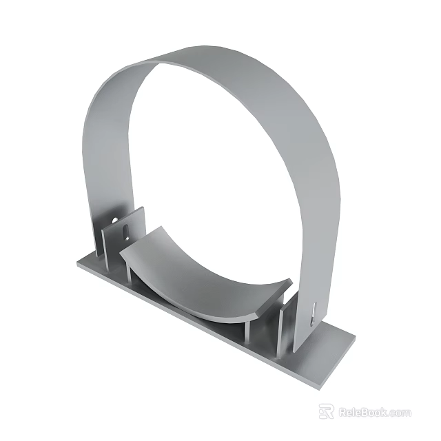 Sturdy Grey Metal Curved Bracket With Base Plate And Mounting Holes 3d model 