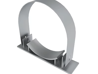 Sturdy Grey Metal Curved Bracket With Base Plate And Mounting Holes 3d model