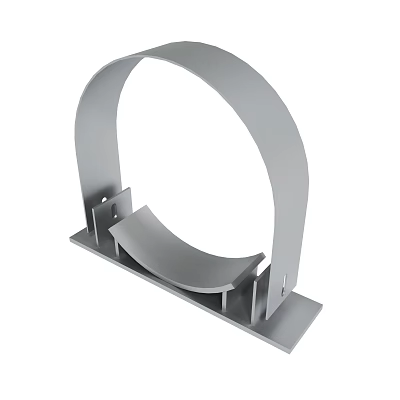 Sturdy Grey Metal Curved Bracket With Base Plate And Mounting Holes 3d model