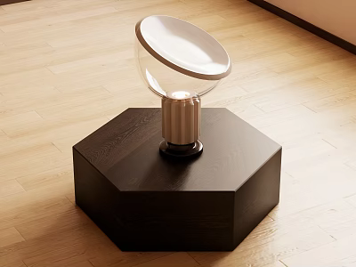 Modern Hexagonal Black Wooden Coffee Table With Transparent Decor And Metal Base 3d model