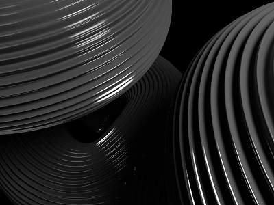 Modern Black Ribbed Commercial Equipment With Metallic Shine Stacked Circular Structures 3d model