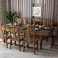 New Chinese Dining Table and Chair Combination 3d model