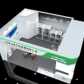 Cnidoc Esinor New Energy Exhibition Booth With Green And White Curved Roof Display Screens