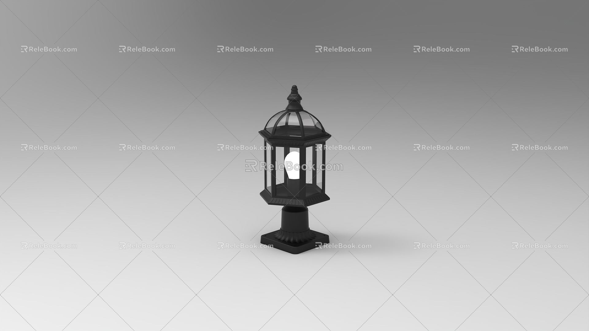 European style outdoor column lamp 3d model