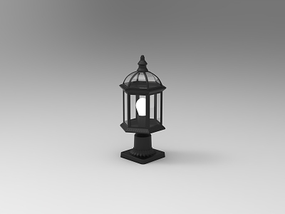 European style outdoor column lamp 3d model