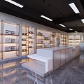 Modern Store Interior With Shelves Counter Marble Floor And Open Space