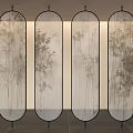 Traditional Bamboo Pattern Room Dividers With Black Frame And Light Background 3d model