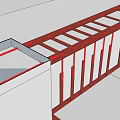 Red Support Beams With White Panels In Modern Architectural Structure Design 3d model
