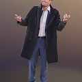 Man In Black Coat And Blue Pants Gesturing With Hands 3d model
