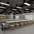 School Spacious Modern Classroom With Neat Desks Chairs Bright Lighting And Whiteboard
