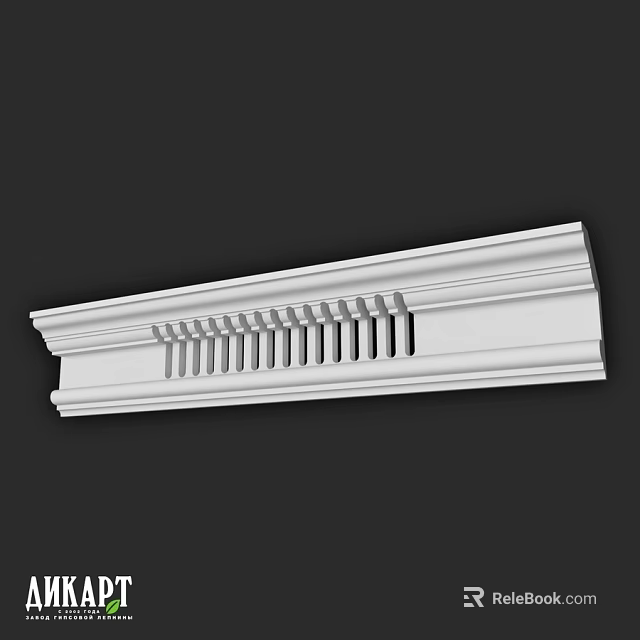 White Decorative Architectural Component With Grooved Design And Ornamental Trim 3d model 