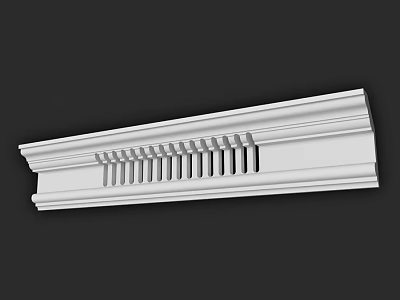 White Decorative Architectural Component With Grooved Design And Ornamental Trim 3d model