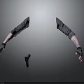 Detailed Tattooed Arms With Black Gloves Holding Modern Firearm Weapon Design Concept