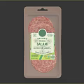 Organic Sliced Salami Packaged in Paper Tray With Green Logo Label