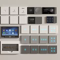Modern Smart Switch Panels In Various Styles With White Gray Colors And Digital 3d model