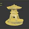 Japanese Traditional Stone Lantern With Multi Tiered Structure And Pagoda Roof