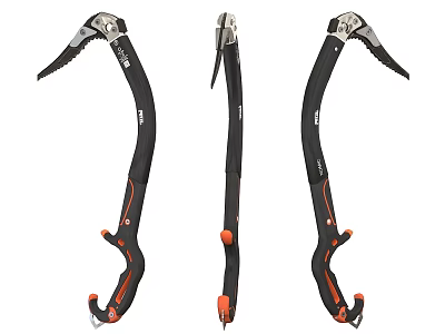 Durable Black And Orange Ice Axes For Mountaineering And Ice Climbing Sports Equipment 3d model