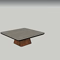 Contemporary Square Coffee Table With Textured Stone Top And Rustic Wooden Base