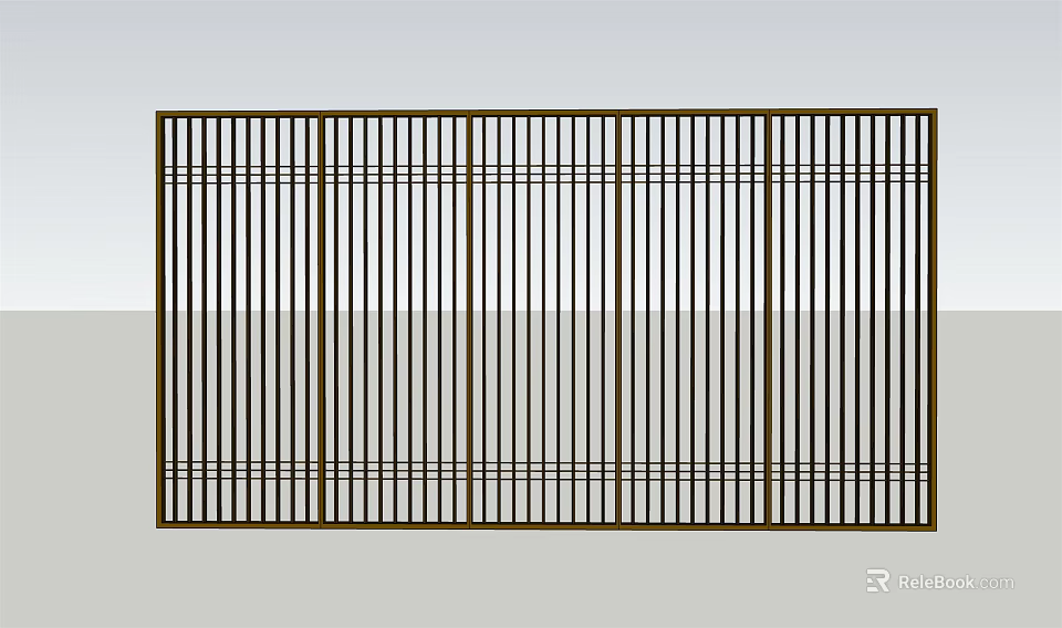 Modern Metal Room Divider With Vertical Horizontal Slats Grid Design For Interior Decor 3d model 