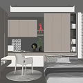Tatami Bedroom Interior Design With Bed Desk Chair Storage Cabinets And Window Blinds