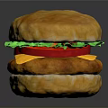 Delicious Hamburger With Golden Bun Fresh Lettuce Tomato Cheese And Juicy Patty