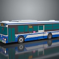 Modern Blue And White City Bus Exterior Design With Windows Doors And Reflection