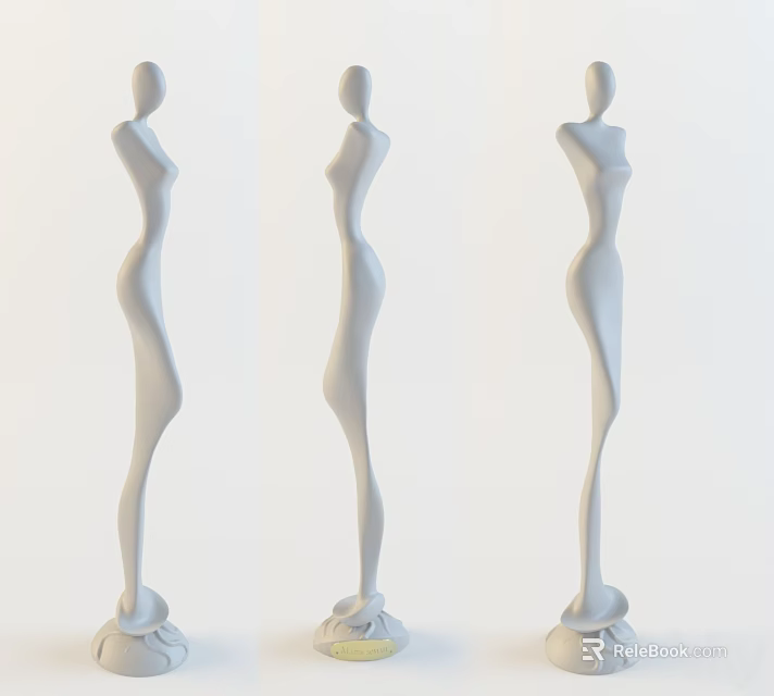 Three White Standing Human Mannequins For Display With Slim Design 3d model 