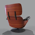 Classic Black Leather Single Chair With Wooden Arms And Round Base Tufted Design