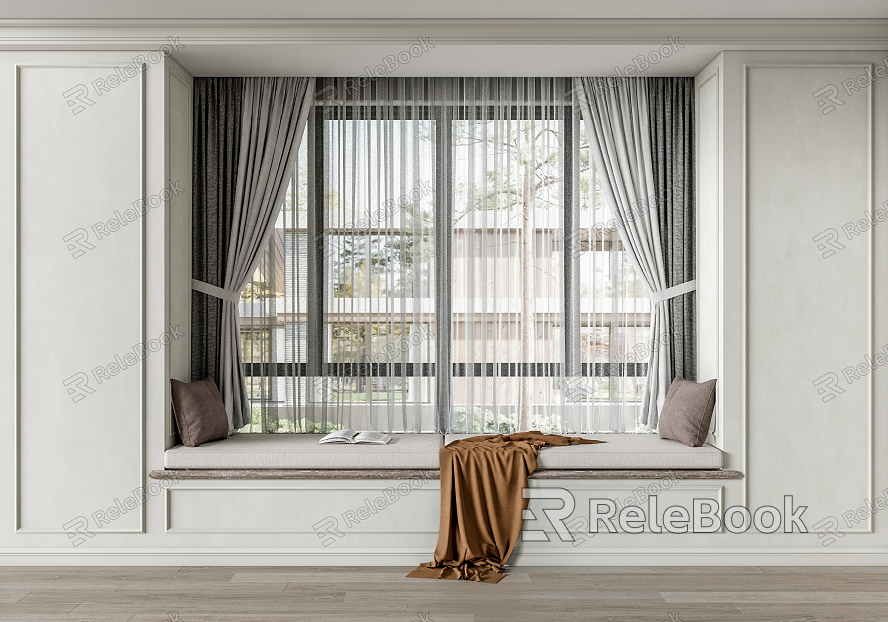 French bay window curtain model