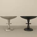 Modern Side Tables With Round Top In Silver And Black Finish