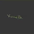 Detailed Camouflage Painted Military Helicopter With Extended Rotors On Gray Background