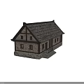 Ancient Traditional Building With Thatched Roof Stone Base Wooden Walls And Interior Design