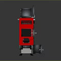 Red Industrial Equipment With Display Screen Control Panel And Side Components Base Stand