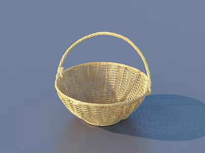 Natural Wicker Basket With Handle Ideal For Home Storage And Decor 3d model