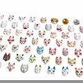 Colorful Cat Masks With Various Designs On Teal Background For Home Decor