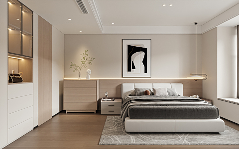 Modern Bedroom Log Bedroom Master Room 3d model