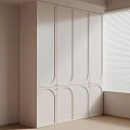 Modern White Wardrobe With Arched Panel Doors And Window Blinds Interior Design 3d model