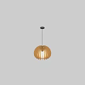 Modern Wooden Round Pendant Light With Striped Design And Warm Illumination