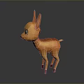 Orange Deer 3D Model With Big Ears Big Eyes And Pink Legs On Gray Background