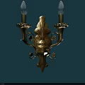 Elegant Golden Double Arm Wall Lamp With Ornate Design On Teal Wall