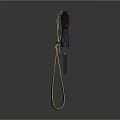 Black Submachine Gun Weapon with Silencer and Yellow Sling in Studio