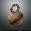 Traditional Clay Pottery Jar With Decorative Handle And Intricate Carved Patterns