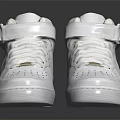 White High Top Sneakers With Velcro Straps And White Upper On Black Background