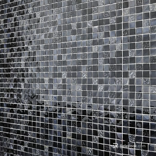 Glossy Black And Gray Mosaic Tiles Creating Modern Wall Texture 3d model